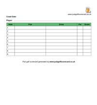 blank golf scorecard template