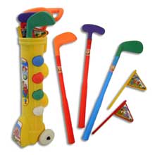 A plastic golf set